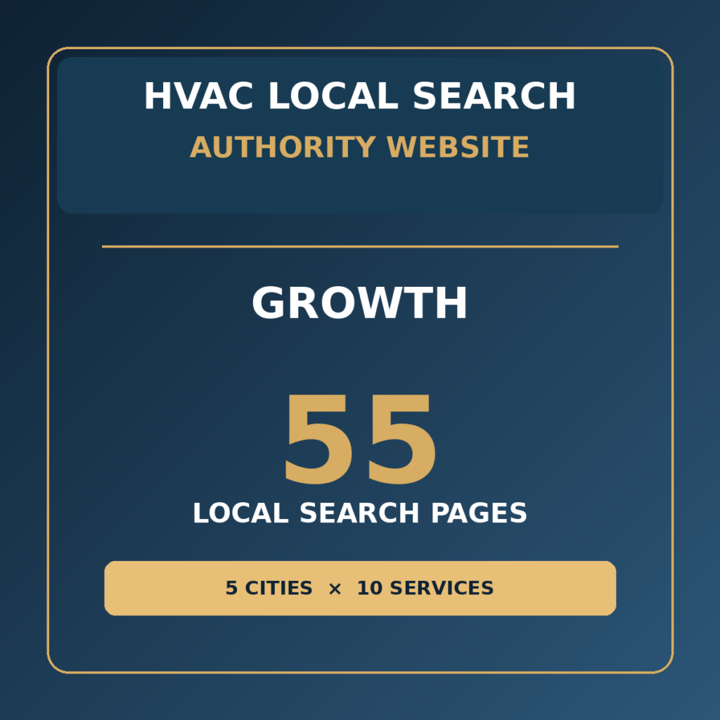 Growth HVAC local search website package with 55 pages