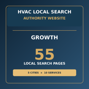 Growth HVAC local search website package with 55 pages