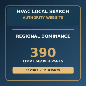 Regional Dominance HVAC local search website package with 390 pages