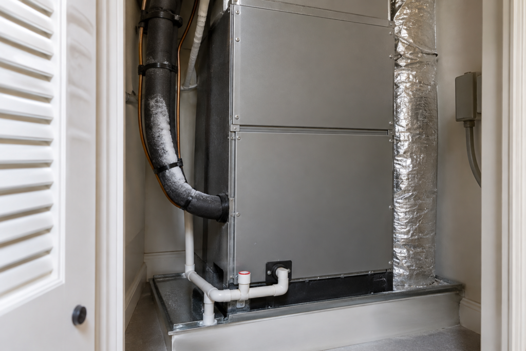 Frost on a residential air conditioner line