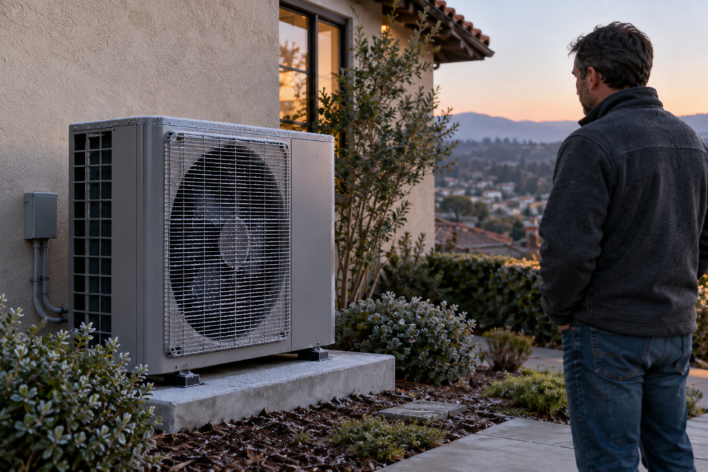 Residential heat pump outside an Irvine home